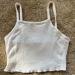 White Strap Crop Tank Top